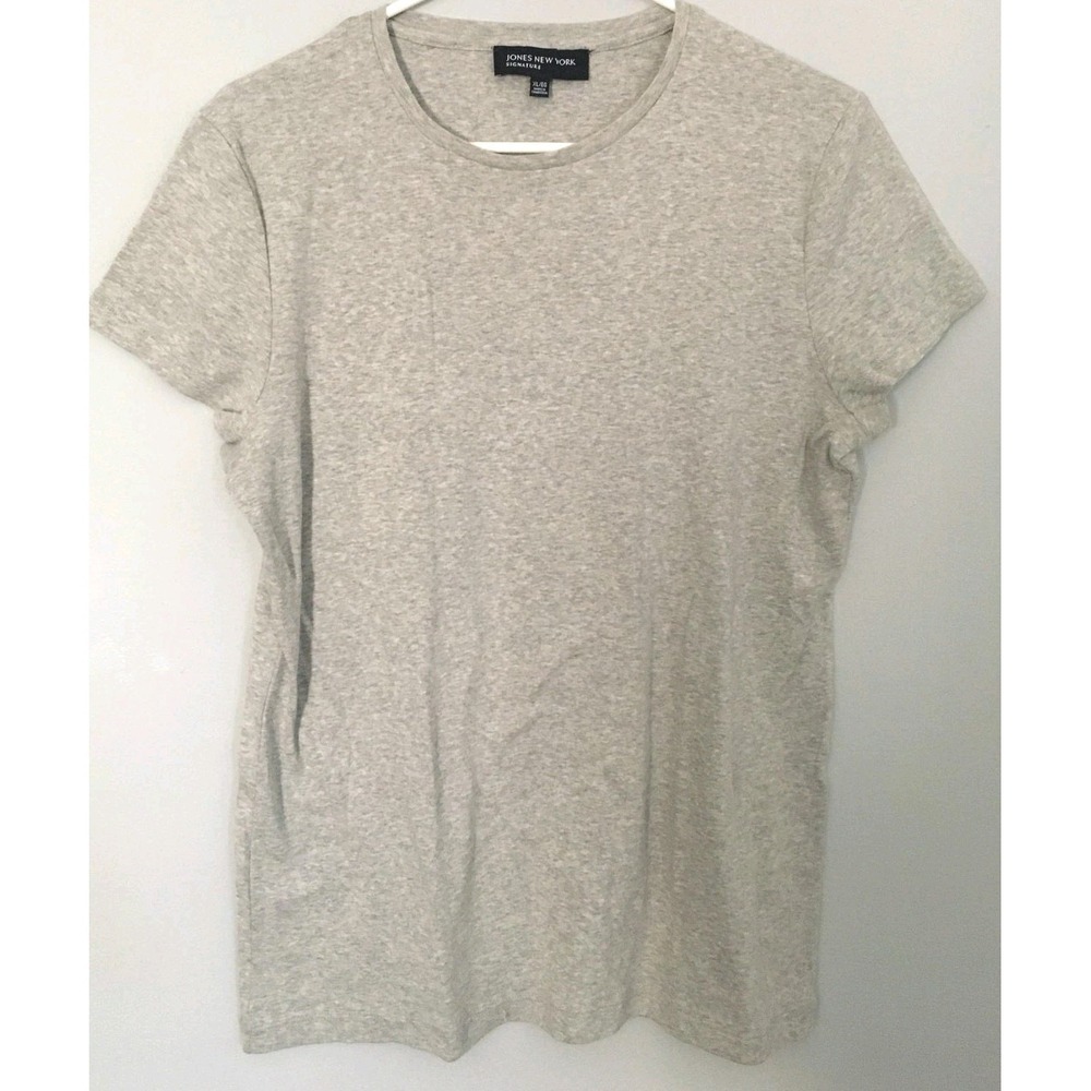 Jones New York Signature Shirt Womens XL Gray Basic Crewneck T-Shirt Tee
